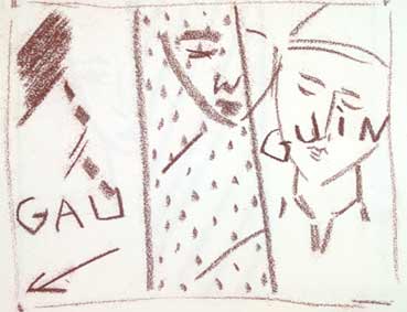 dessin michel ducruet, craie, chalk. "Gauguin".
