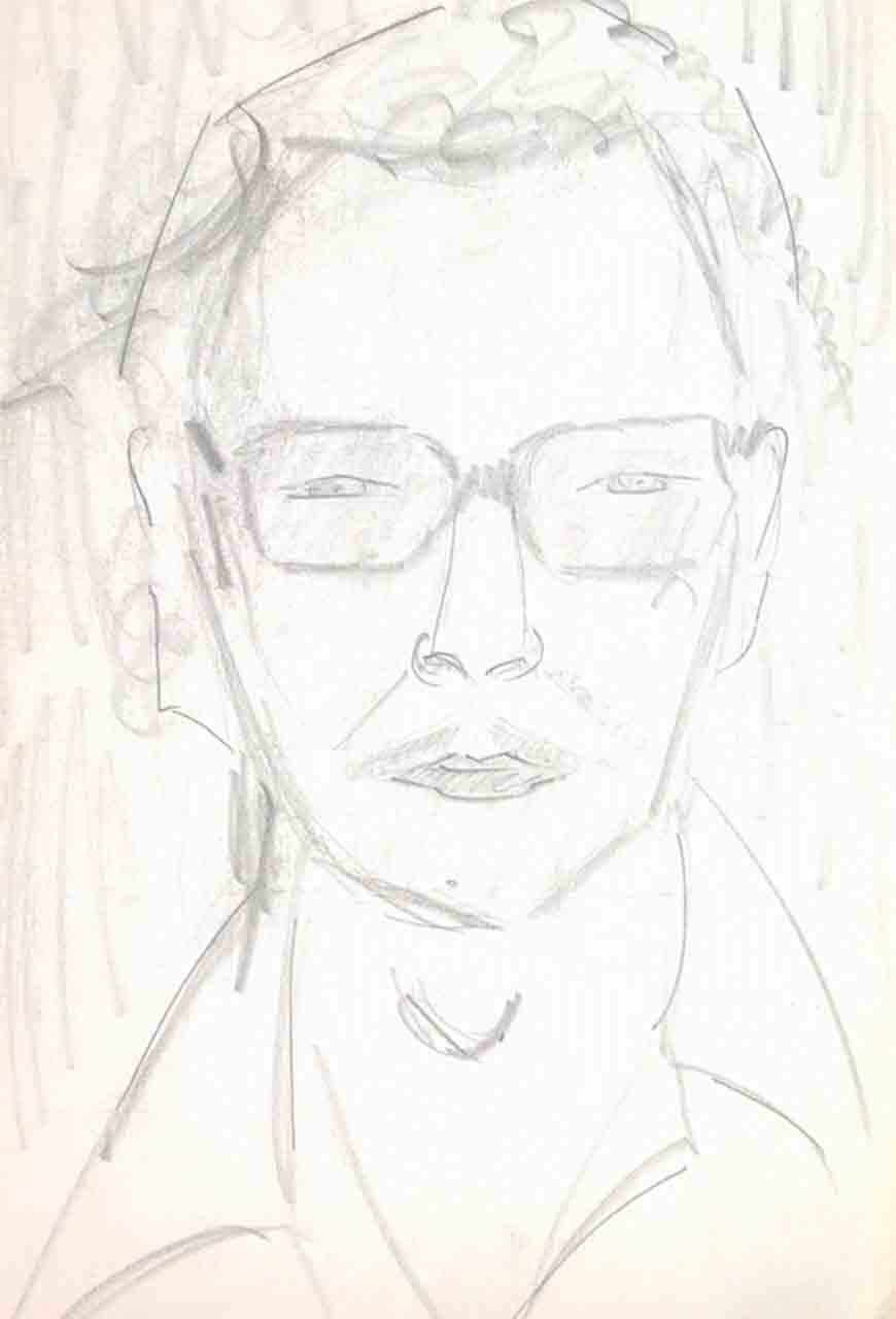 dessin michel ducruet, autoportrait, self portrait by michel ducruet