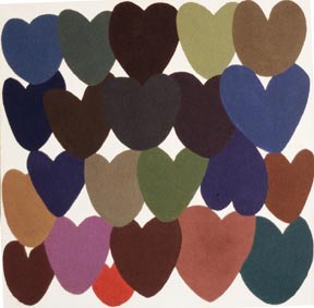 les coeurs,acrylique sur toile, vers 1980, acryl on canvas painting, the hearts