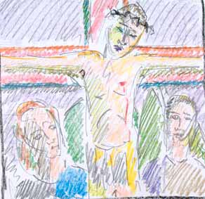 michel ducruet.crucifié et deux spectateurs