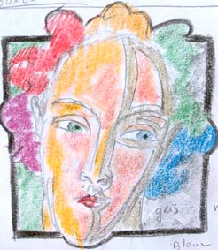 michel ducruet. crayons de couleur. sortie de cadre. 2000